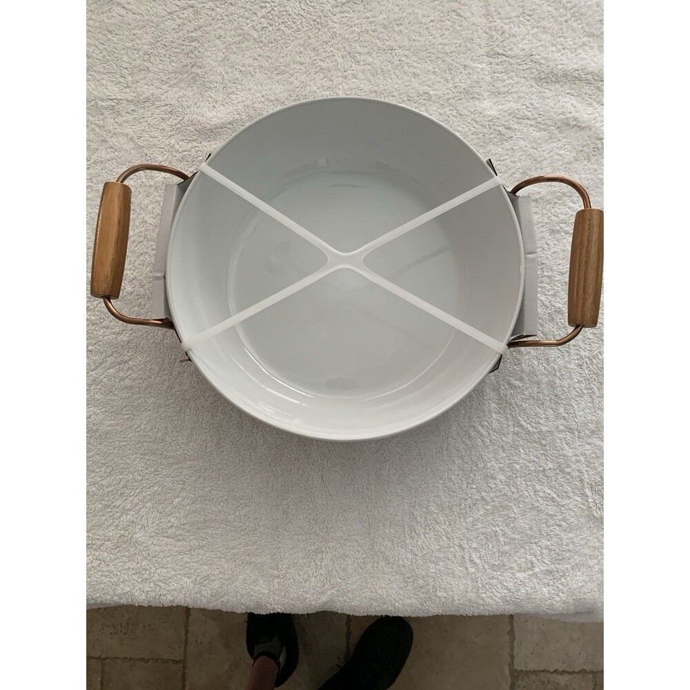 Crofton Serving Bowl 10.8 Inch Diameter With Metal Wire Carrier New In Open Box